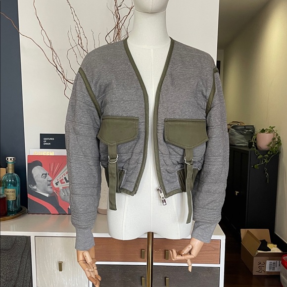 3.1 Phillip Lim Gray and Olive Bomber Jacket Small - Picture 1 of 9